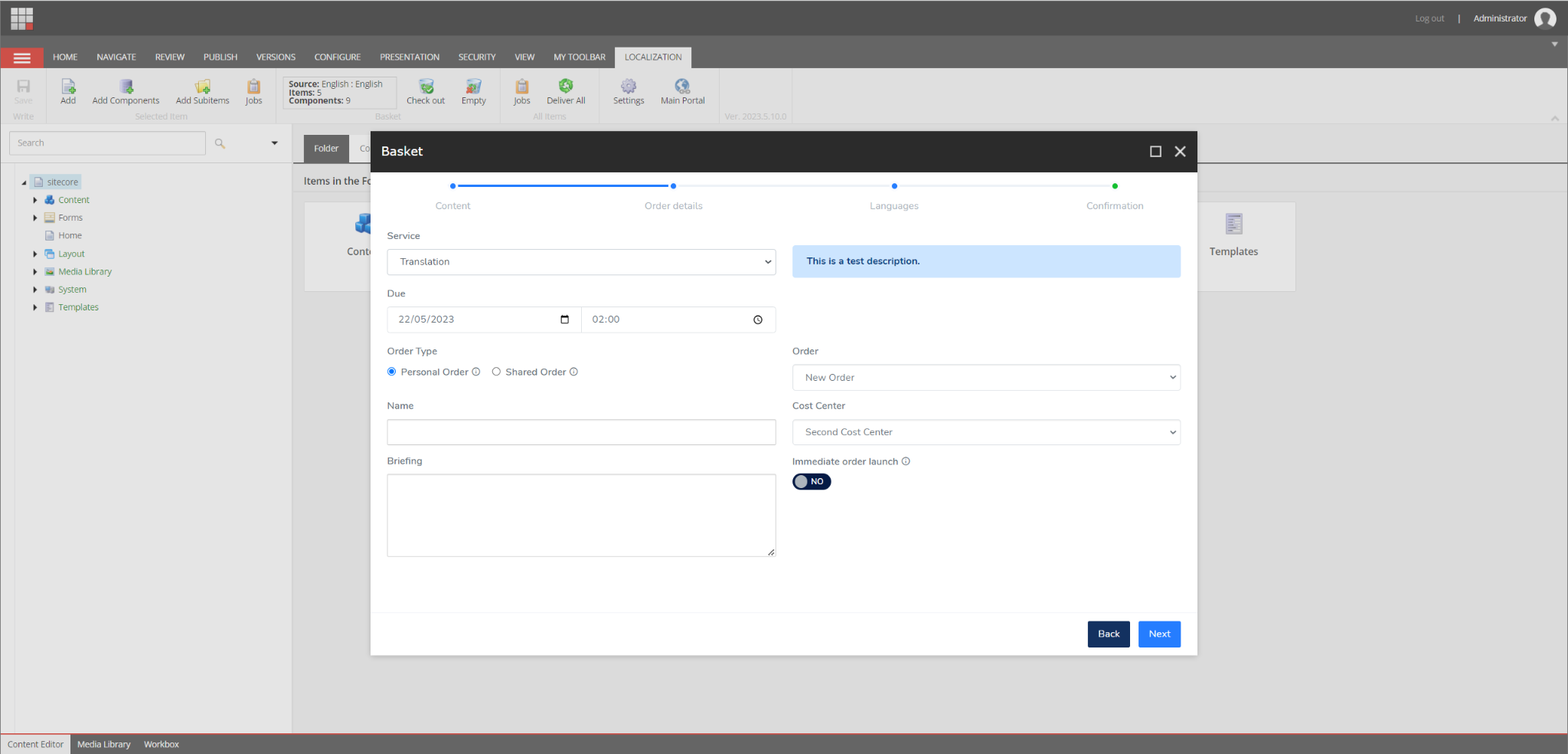 iLangL's extension for Sitecore Basket checkout form  